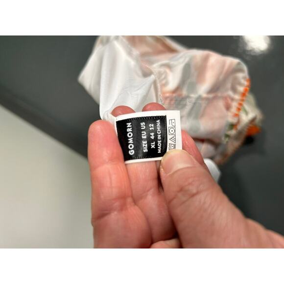 GOMORN 2 peace, Strapless Wide Leg Jumpsuit floral orange Sz XL 12 44 NWT - Picture 11 of 14